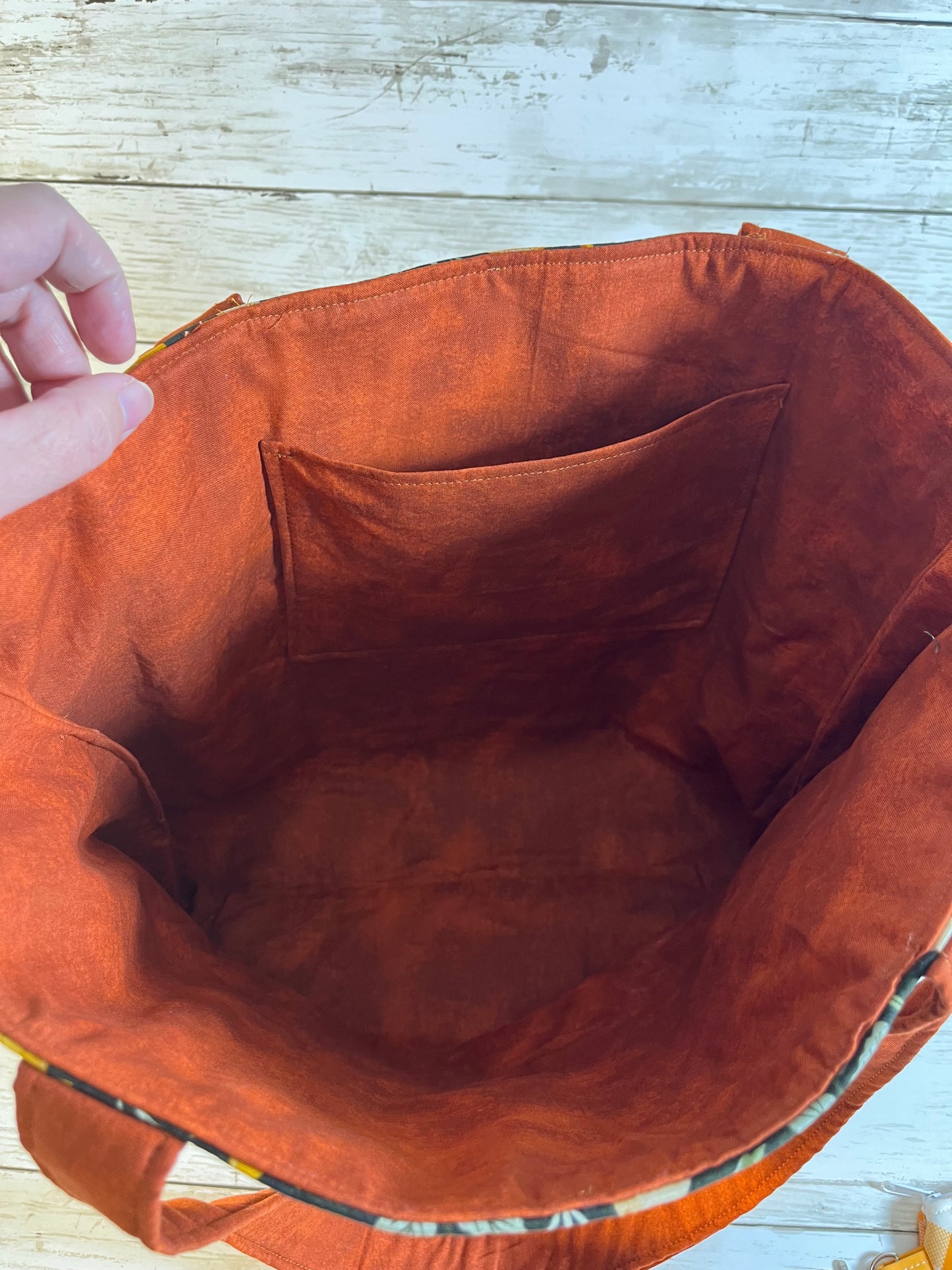 Handmade Mushroom and Sunflower Tote Bag – Autumn Floral Cotton Bag with Inner Pocket, 12” Handle Drop, Fall Botanical Reusable Market Tote