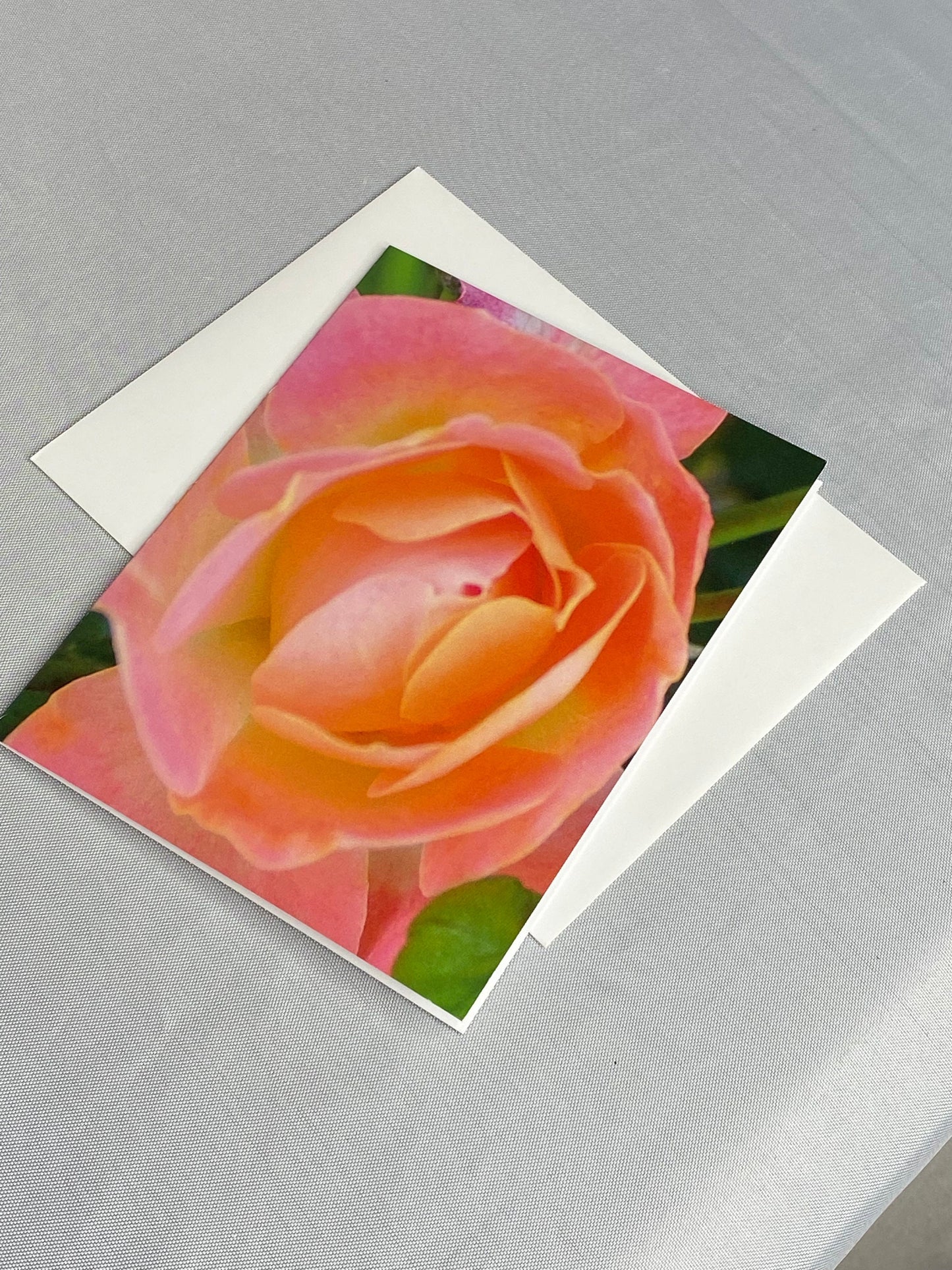 Floral Notecards: Peach Rose Photo, Blank Inside (Set of 6)