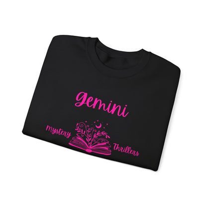 Gemini Book Lover Sweatshirt, White , Black,  Light Pink , Bright Pink Design