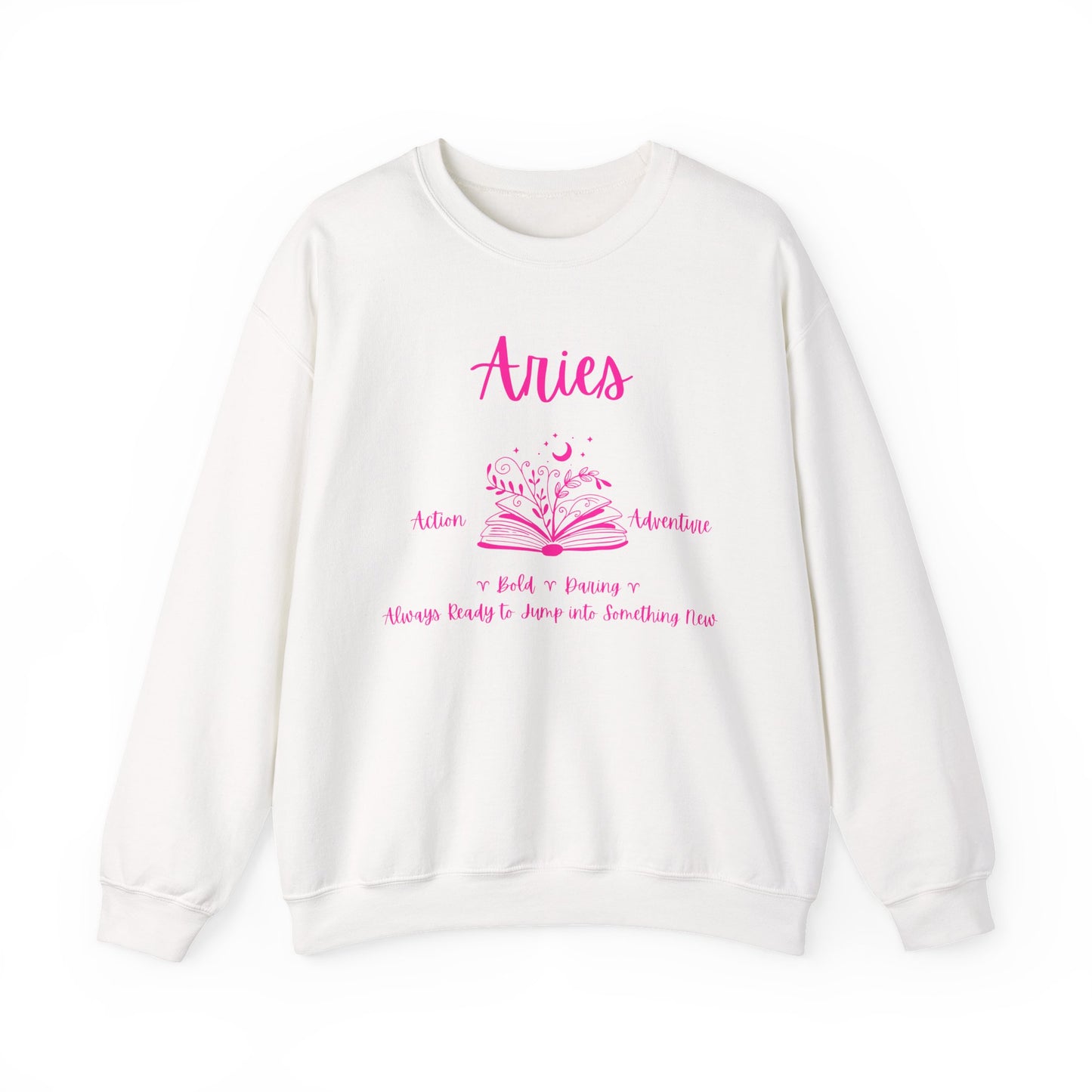 Aries Bookworm Crewneck Sweatshirt, Astrology Zodiac Gift, Aries Apparel, Book Lover Gift, Pink Graphic Sweatshirt, Aries Birthday Present,