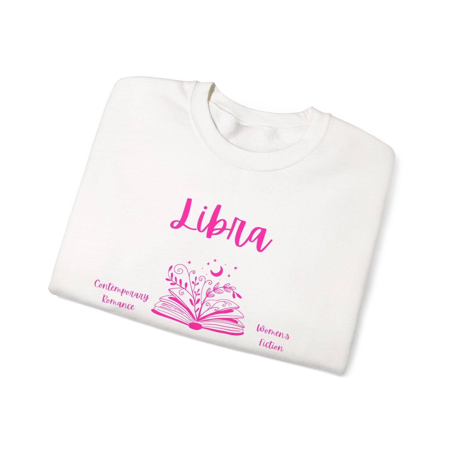 Libra Book Lover Sweatshirt , Black, White or Light Pink, Bright Pink Design