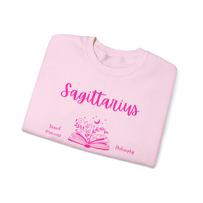 Sagittarius Book Lover Sweatshirt,  Black,  White or Light Pink, Bright Pink Design