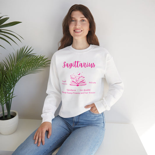 Sagittarius Book Lover Sweatshirt,  Black,  White or Light Pink, Bright Pink Design