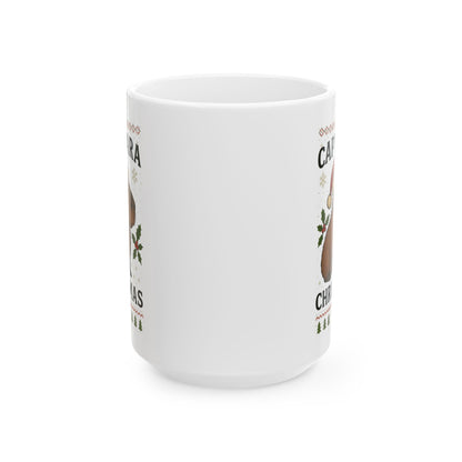 Capybara Christmas Mug | White Elephant gift, 15 oz Funny Holiday Coffee Cup | Cute Santa Capybara Gift