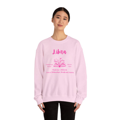Libra Book Lover Sweatshirt , Black, White or Light Pink, Bright Pink Design