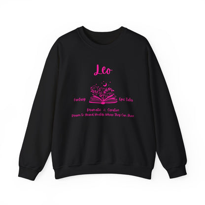 Leo Book Lover Sweatshirt , Book Lover Sweatshirt, Black, White or Light Pink, Bright Pink Design