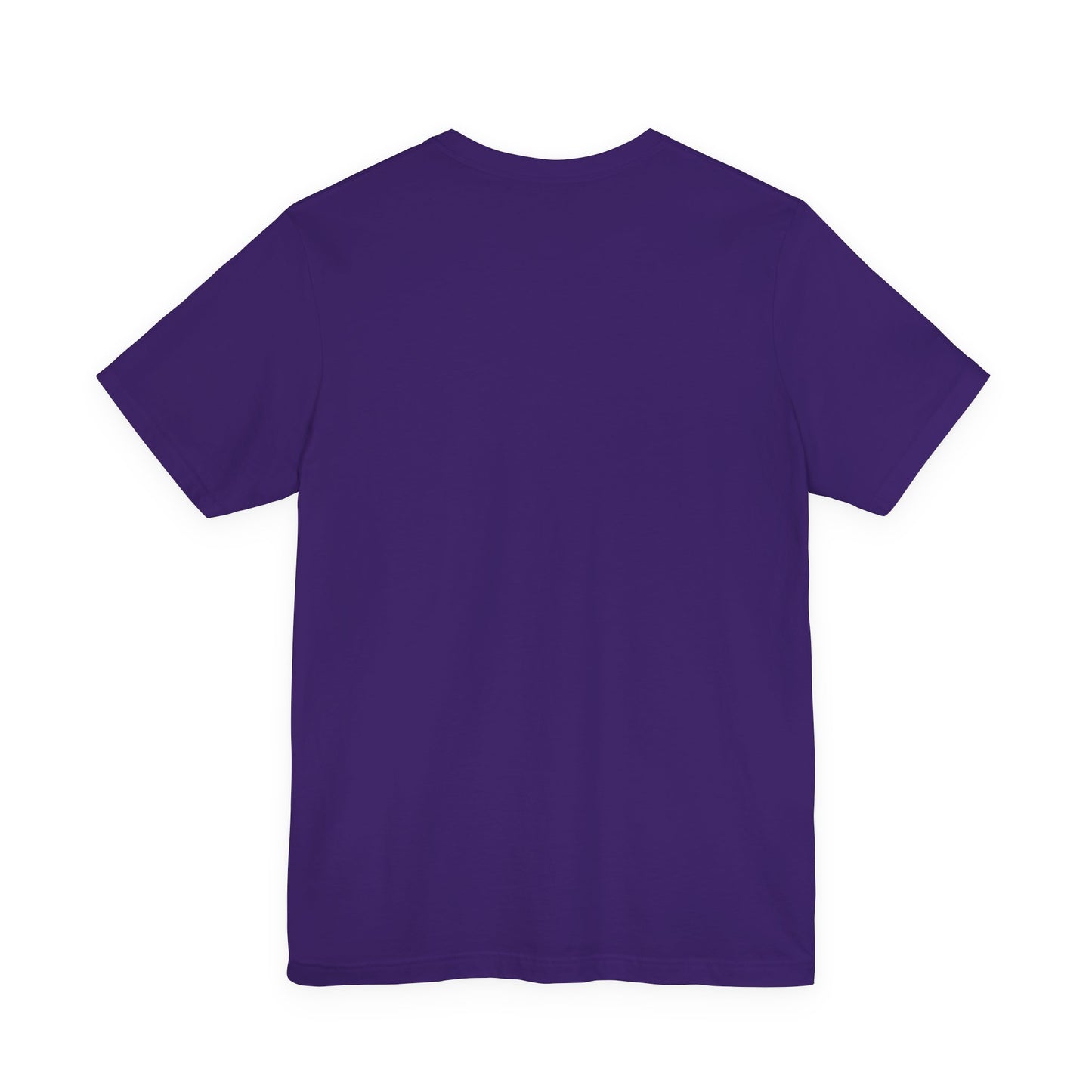 Purple t-shirt on a white background, back view