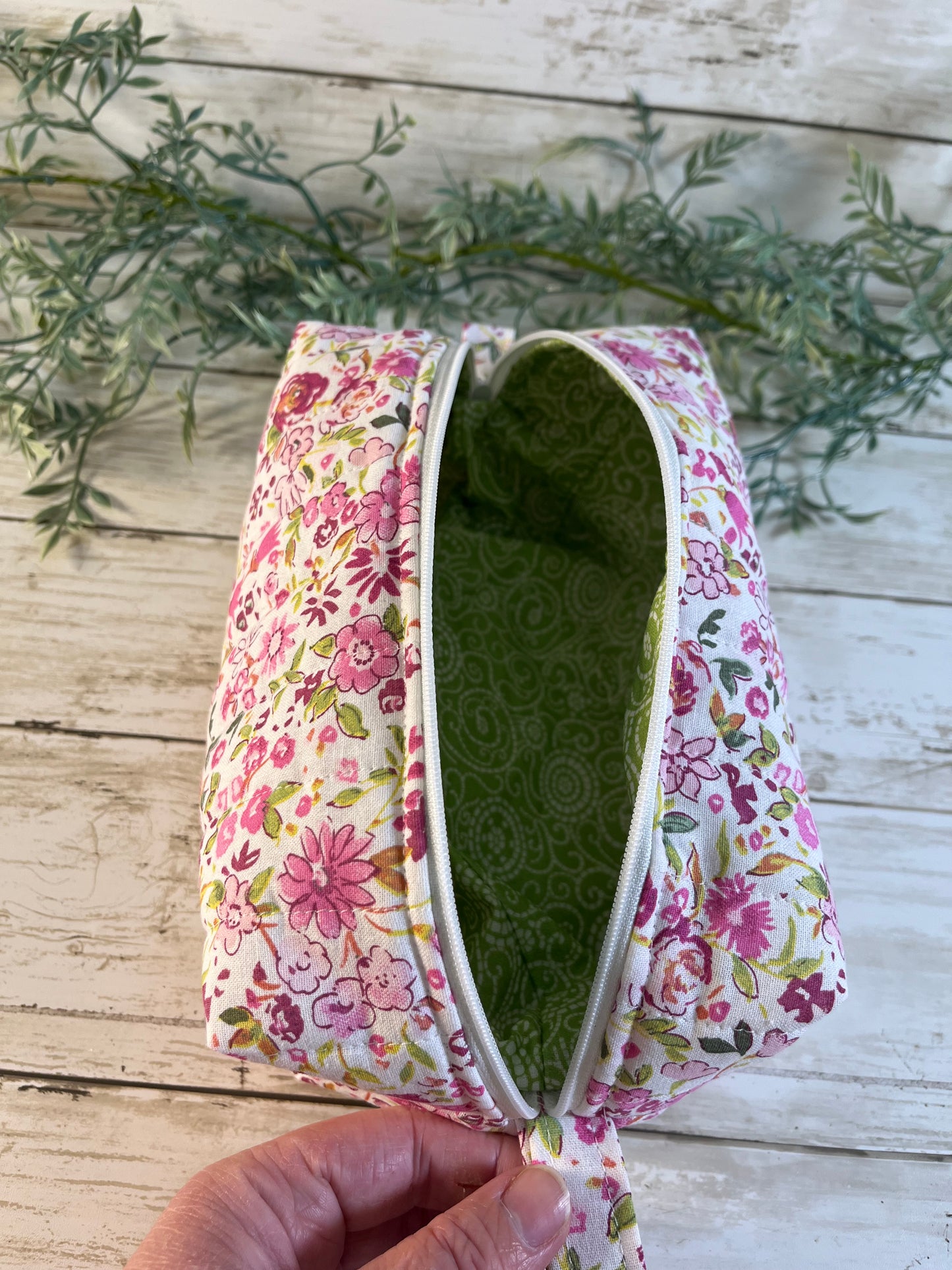 Handmade Boxy Makeup Bags | Quilted Cotton Cosmetic Pouch | Pink Floral & Western Prints | Travel Toiletry Organizer | Gift for Her