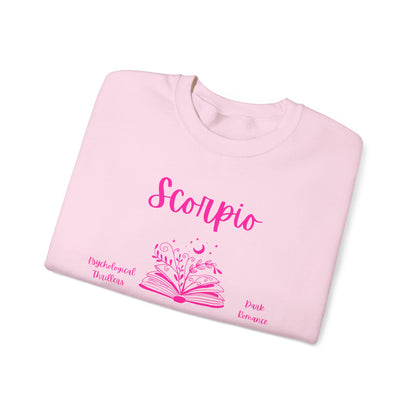 Scorpio Book Lover Sweatshirt, Book Lover Sweatshirt, Black, White or Light Pink , Bright Pink Design