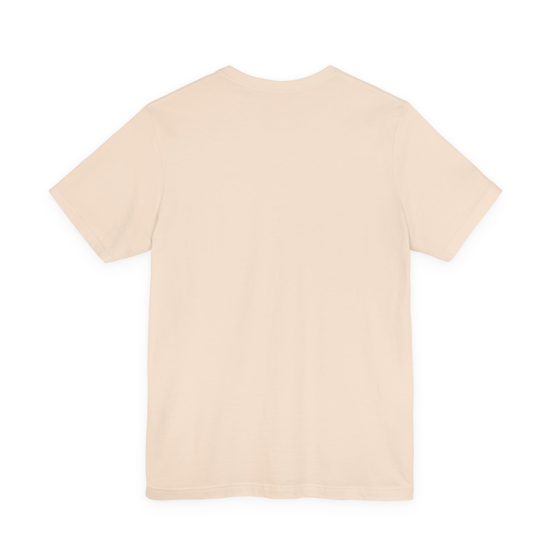 Beige t-shirt on a white background, back view