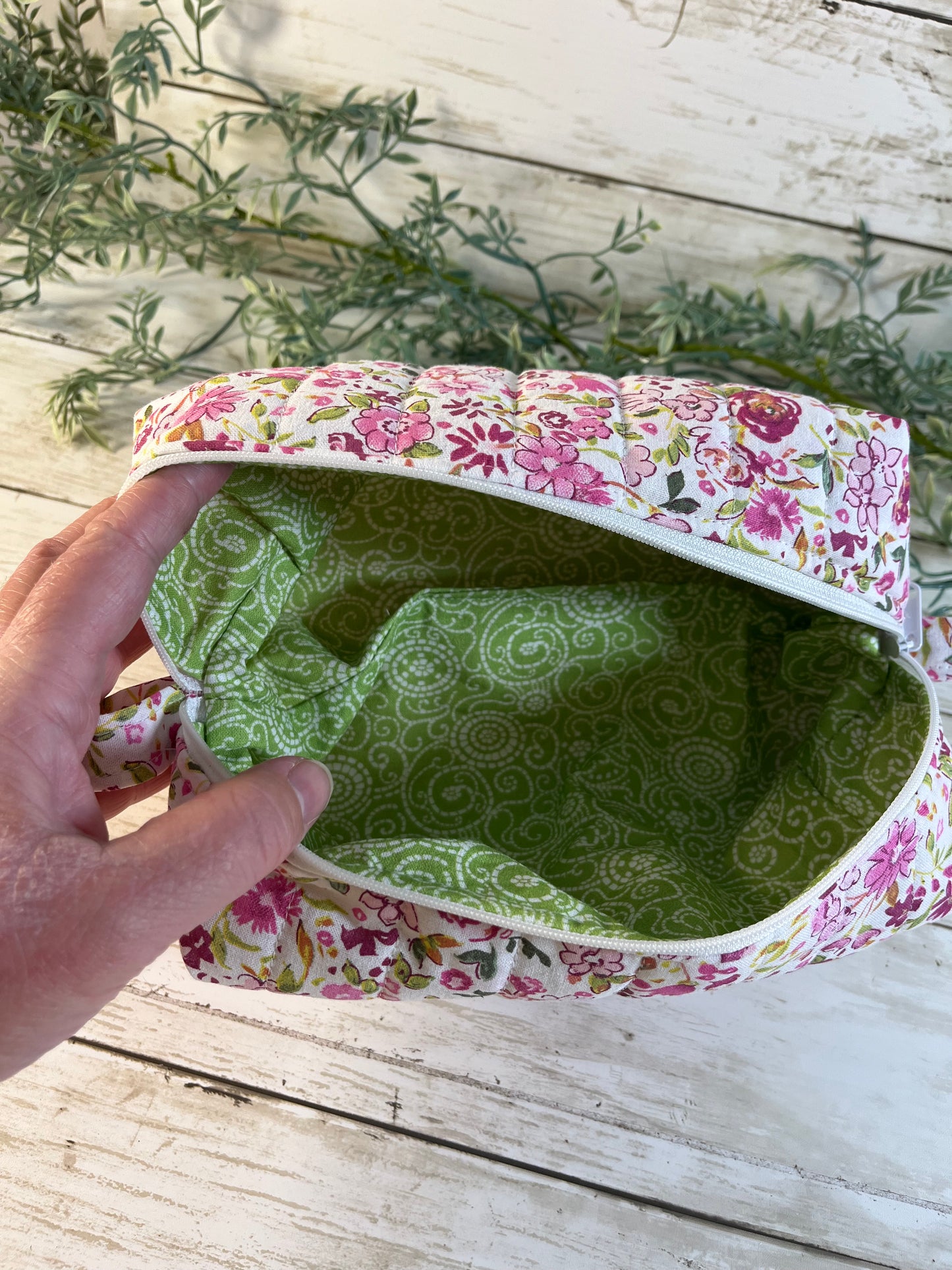 Handmade Boxy Makeup Bags | Quilted Cotton Cosmetic Pouch | Pink Floral & Western Prints | Travel Toiletry Organizer | Gift for Her