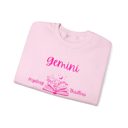 Gemini Book Lover Sweatshirt, White , Black,  Light Pink , Bright Pink Design