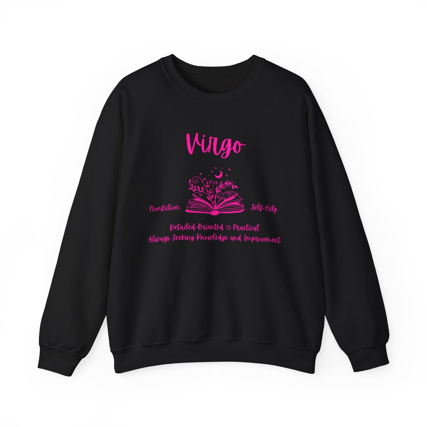 Virgo Book Lover Sweatshirt , Black, White or Light Pink , Bright Pink Design