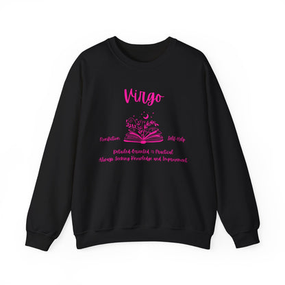 Virgo Book Lover Sweatshirt , Black, White or Light Pink , Bright Pink Design