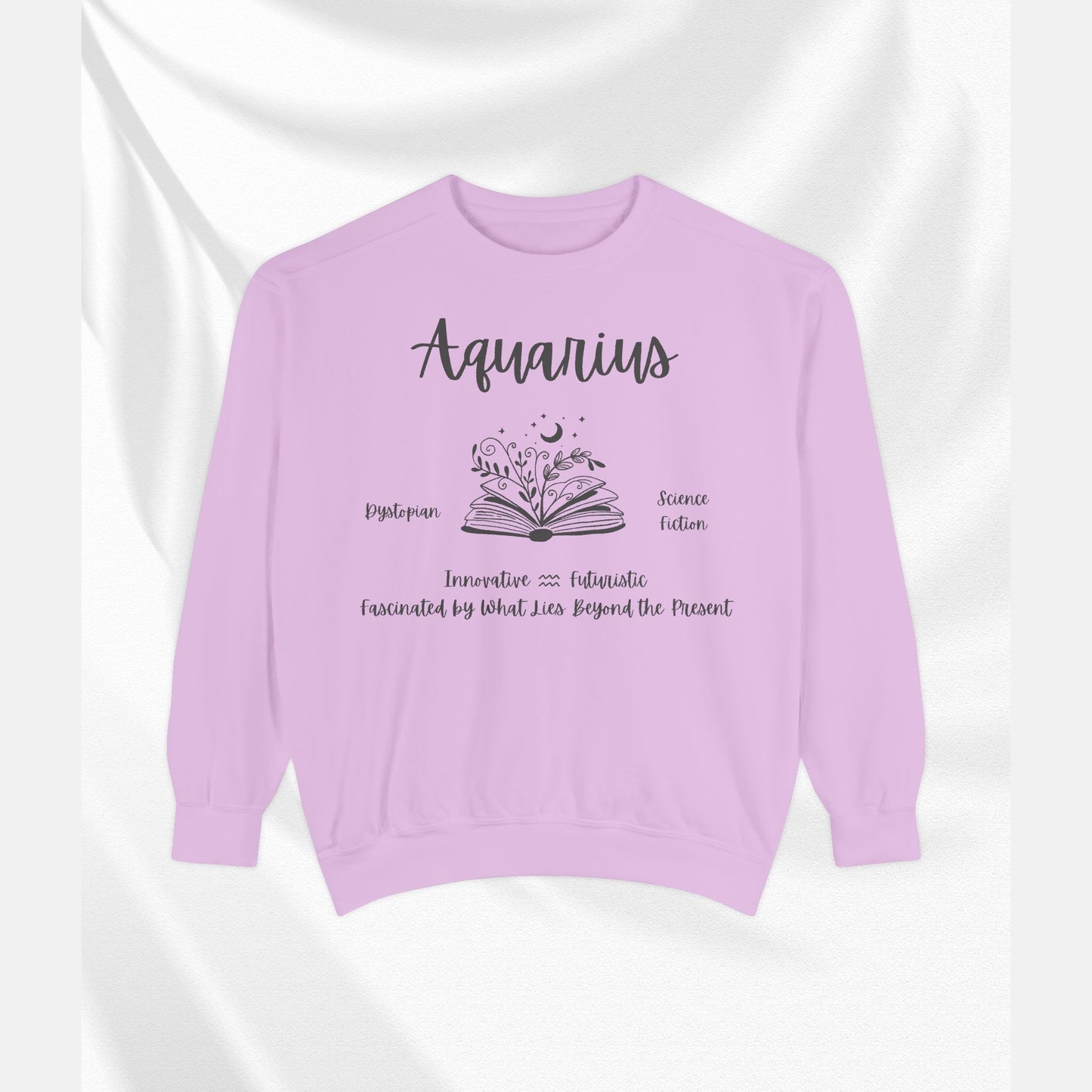 Aquarius Book Lover Sweatshirt, Zodiac Graphic Top, Literary Gift, Astrology Pullover,
