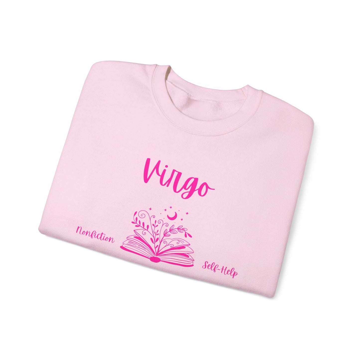Virgo Book Lover Sweatshirt , Black, White or Light Pink , Bright Pink Design