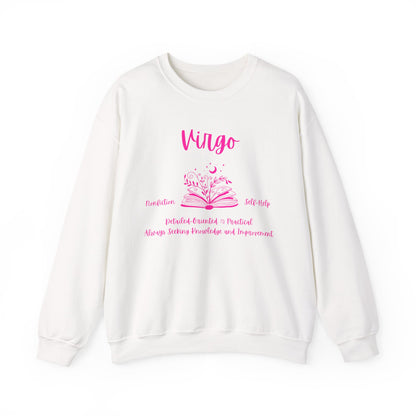 Virgo Book Lover Sweatshirt , Black, White or Light Pink , Bright Pink Design
