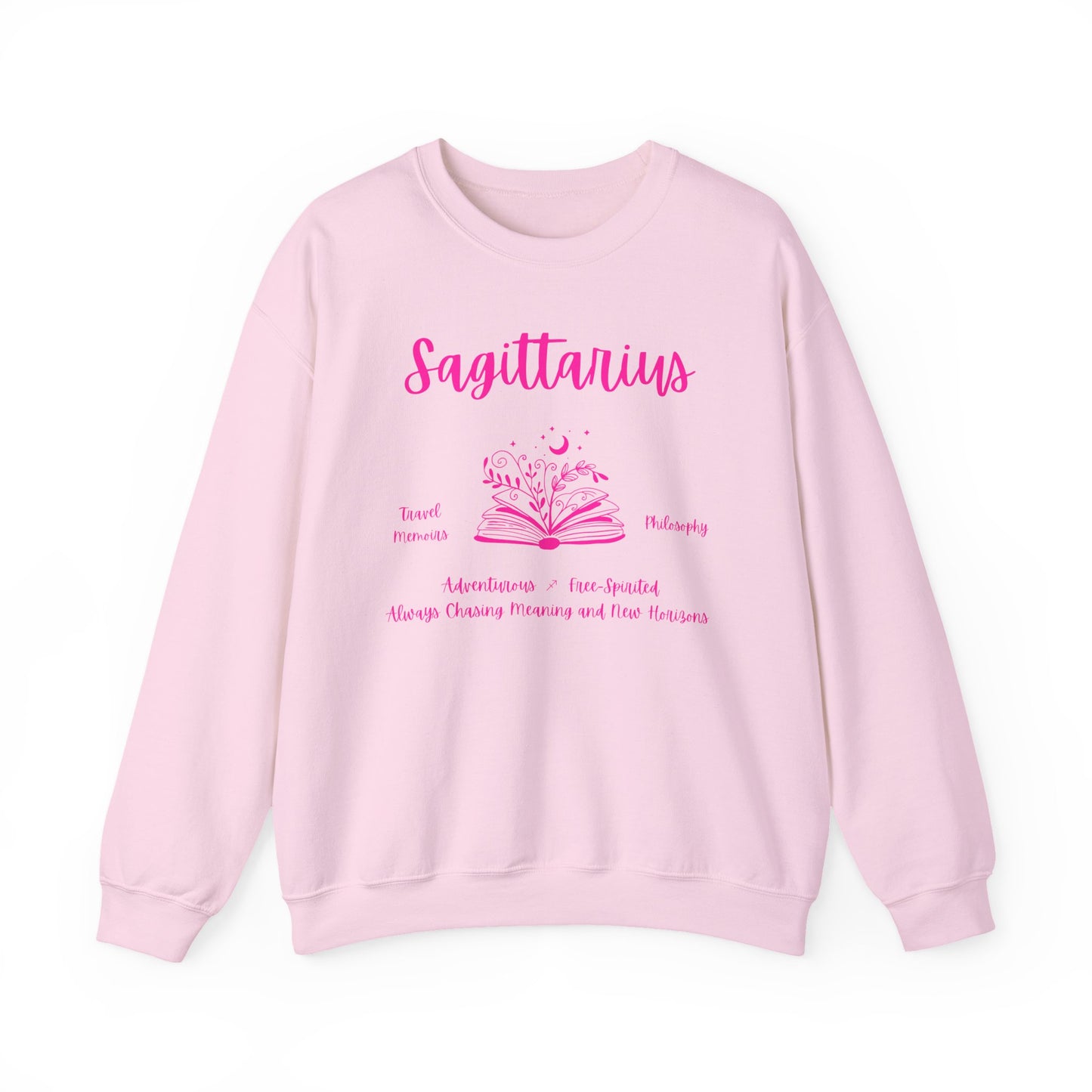 Sagittarius Book Lover Sweatshirt,  Black,  White or Light Pink, Bright Pink Design