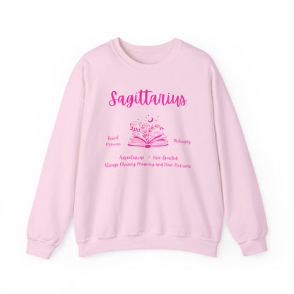 Sagittarius Book Lover Sweatshirt,  Black,  White or Light Pink, Bright Pink Design