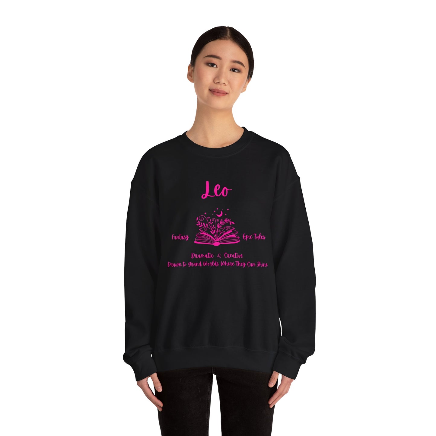 Leo Book Lover Sweatshirt , Book Lover Sweatshirt, Black, White or Light Pink, Bright Pink Design