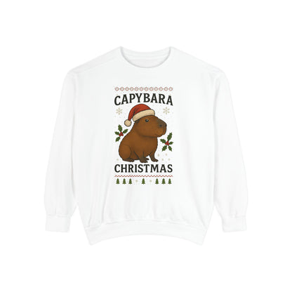 Capybara Christmas Sweatshirt Unisex | Funny Animal Holiday Sweater | Cute Cozy Winter Pullover | White or Light Green Christmas Gift