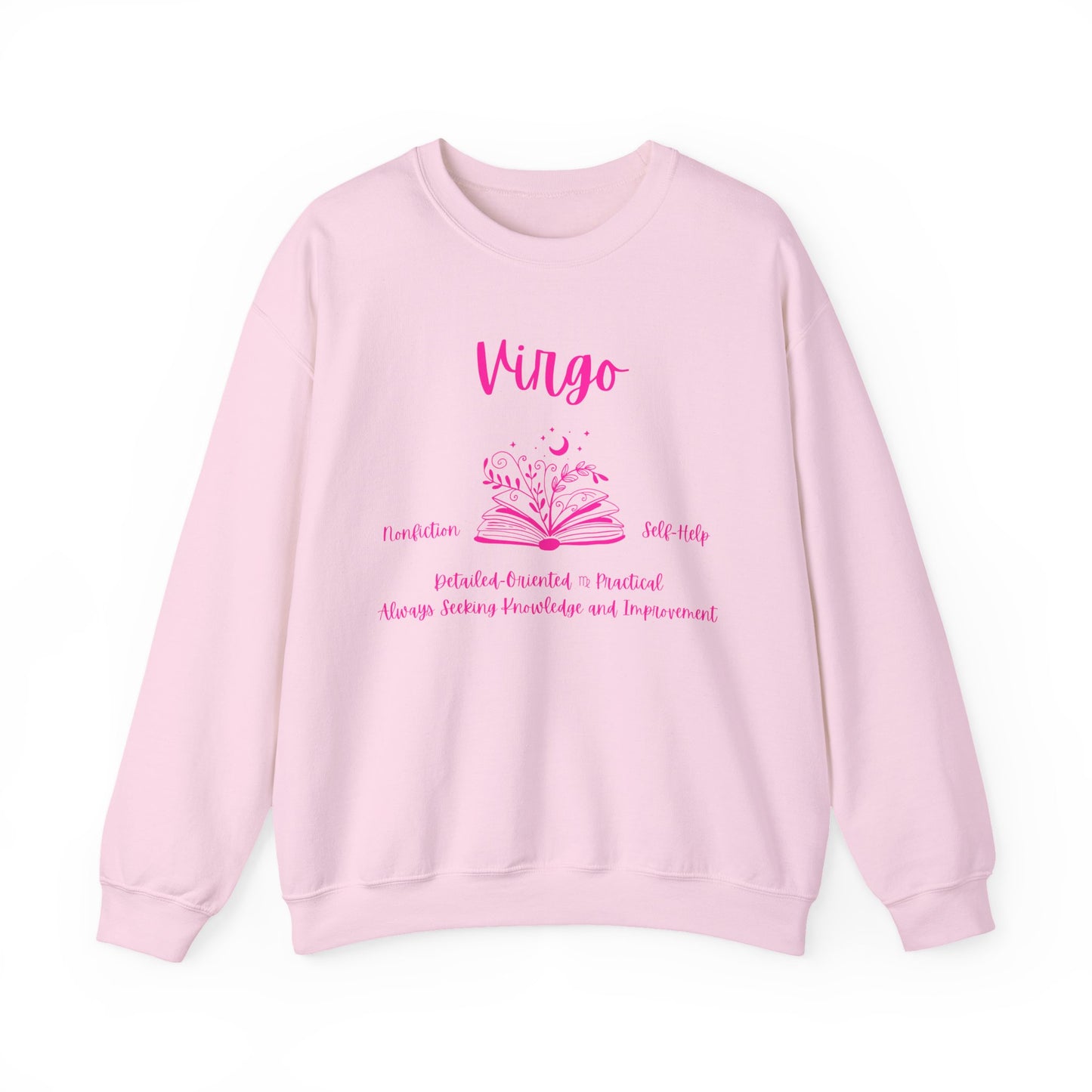 Virgo Book Lover Sweatshirt , Black, White or Light Pink , Bright Pink Design