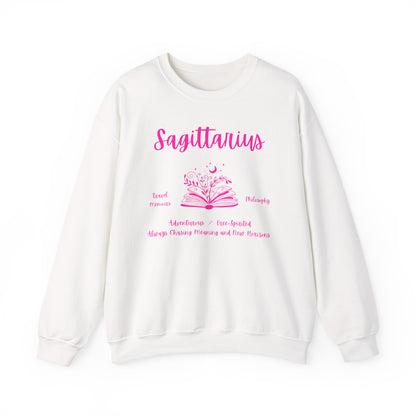 Sagittarius Book Lover Sweatshirt,  Black,  White or Light Pink, Bright Pink Design