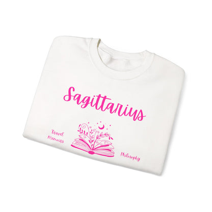Sagittarius Book Lover Sweatshirt,  Black,  White or Light Pink, Bright Pink Design
