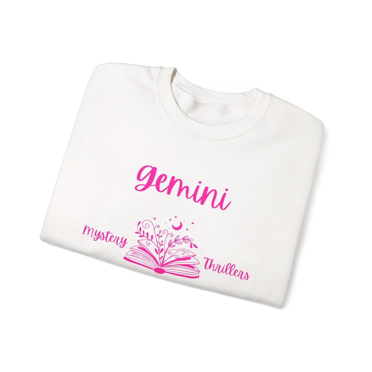 Gemini Book Lover Sweatshirt, White , Black,  Light Pink , Bright Pink Design