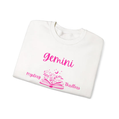 Gemini Book Lover Sweatshirt, White , Black,  Light Pink , Bright Pink Design