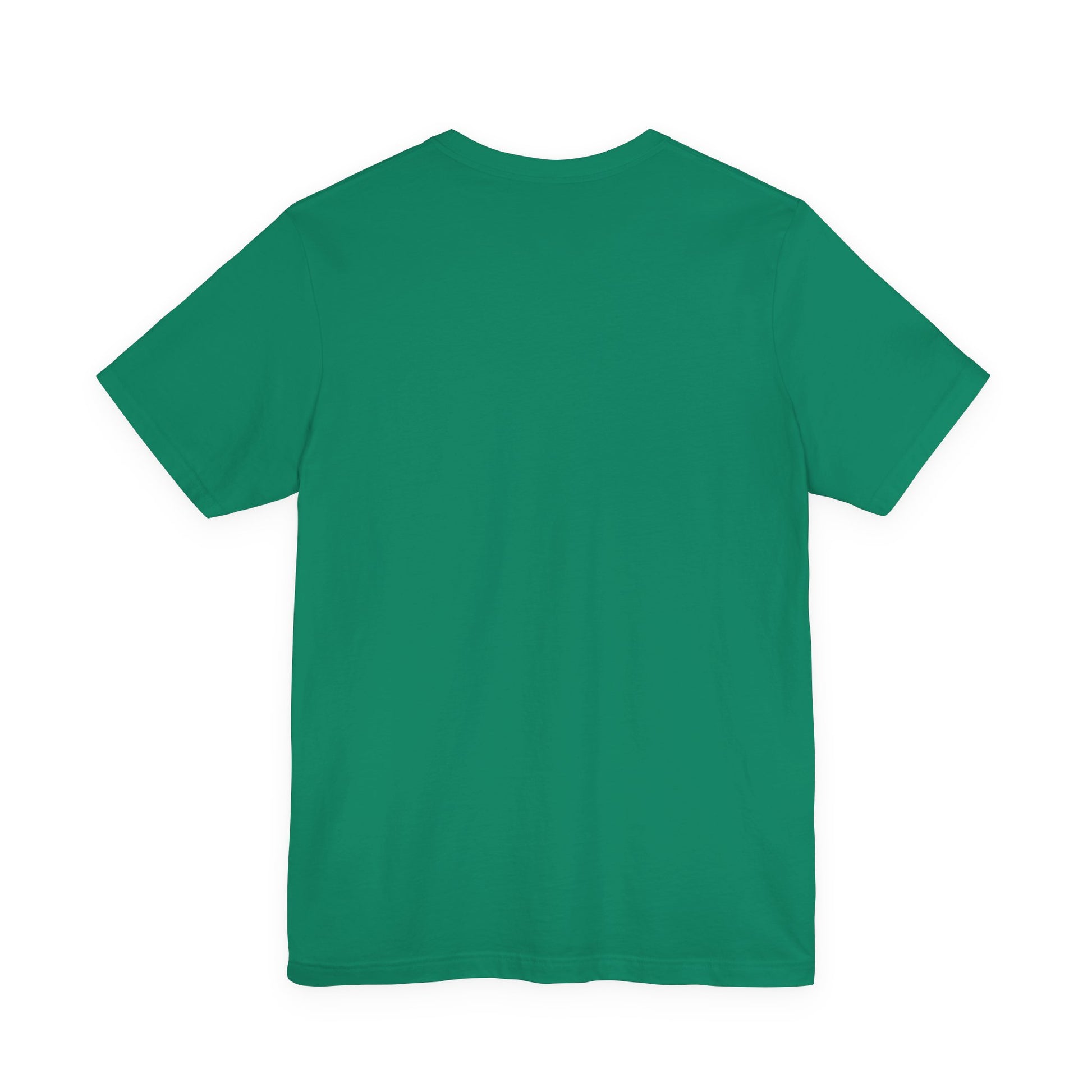 Green t-shirt on a white background, back view