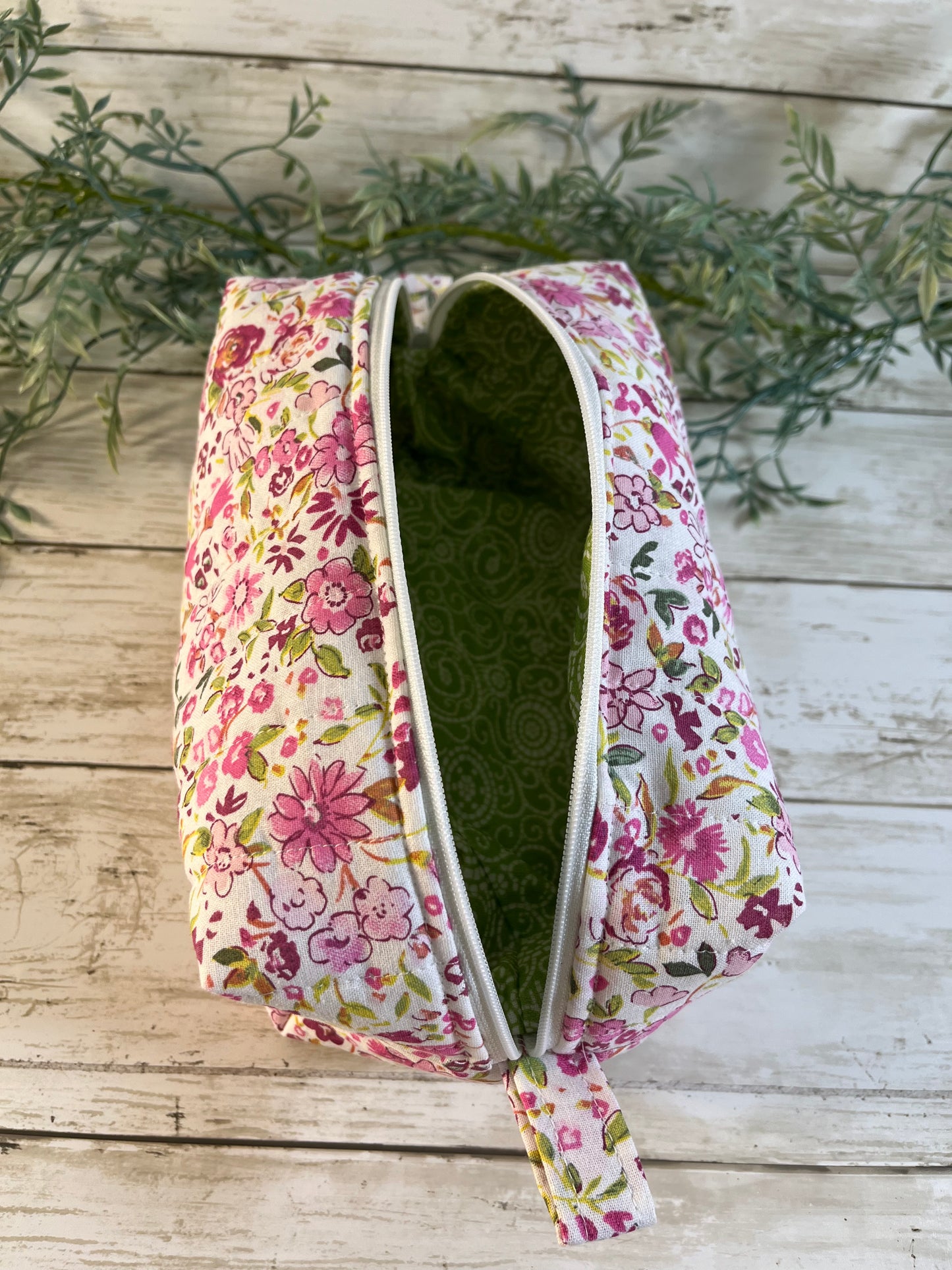 Handmade Boxy Makeup Bags | Quilted Cotton Cosmetic Pouch | Pink Floral & Western Prints | Travel Toiletry Organizer | Gift for Her