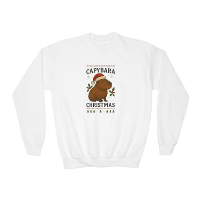 Capybara Christmas Youth Sweatshirt | Cute Animal Holiday Sweater | Kids Cozy Winter Pullover | Funny Christmas Gift for Boys & Girls