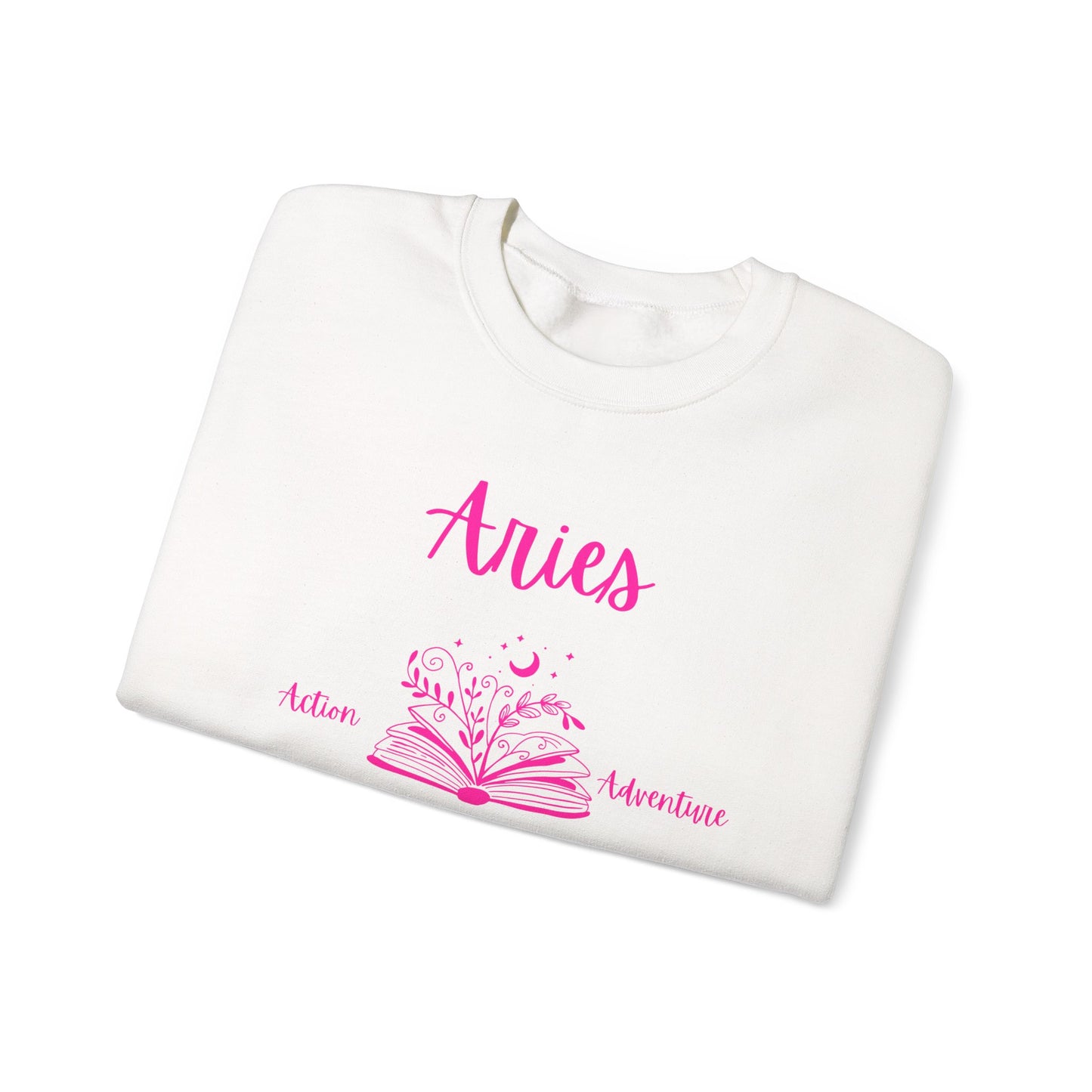 Aries Bookworm Crewneck Sweatshirt, Astrology Zodiac Gift, Aries Apparel, Book Lover Gift, Pink Graphic Sweatshirt, Aries Birthday Present,