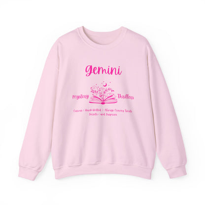 Gemini Book Lover Sweatshirt, White , Black,  Light Pink , Bright Pink Design