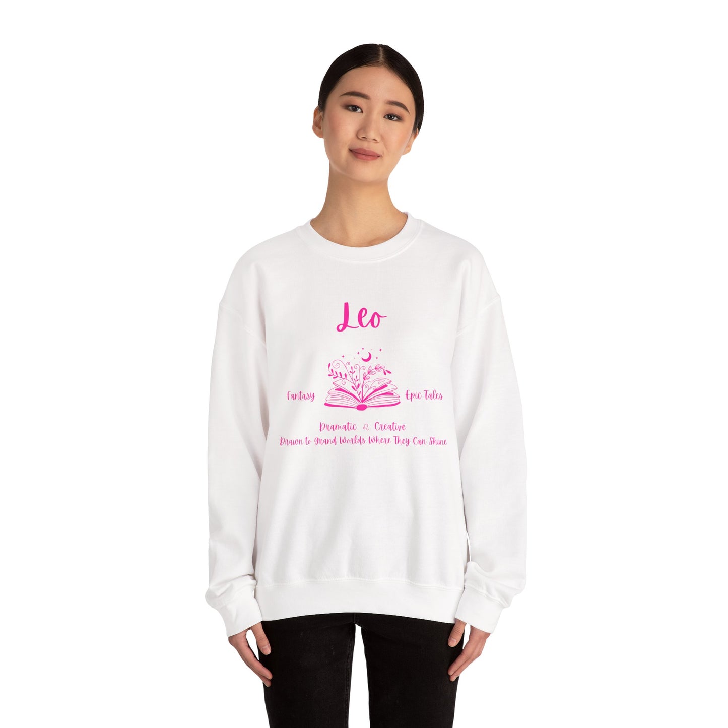 Leo Book Lover Sweatshirt , Book Lover Sweatshirt, Black, White or Light Pink, Bright Pink Design