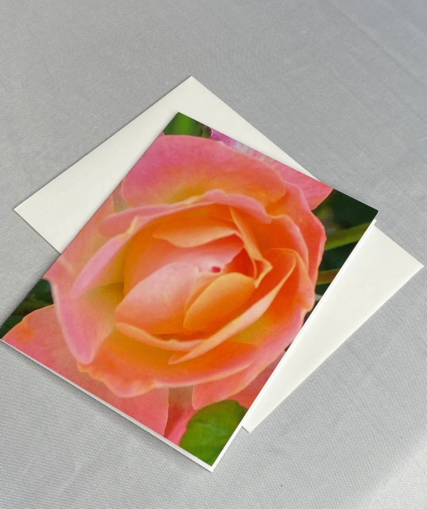 Floral Notecards: Peach Rose Photo, Blank Inside (Set of 6)