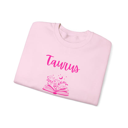Taurus Book Lover Sweatshirt , Book Lover Shirt, Blac,  White or Light Pink,  Bright Pink Design