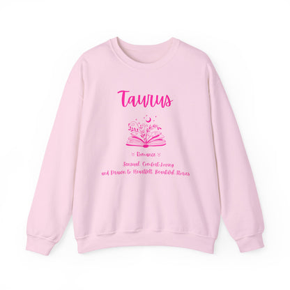 Taurus Book Lover Sweatshirt , Book Lover Shirt, Blac,  White or Light Pink,  Bright Pink Design