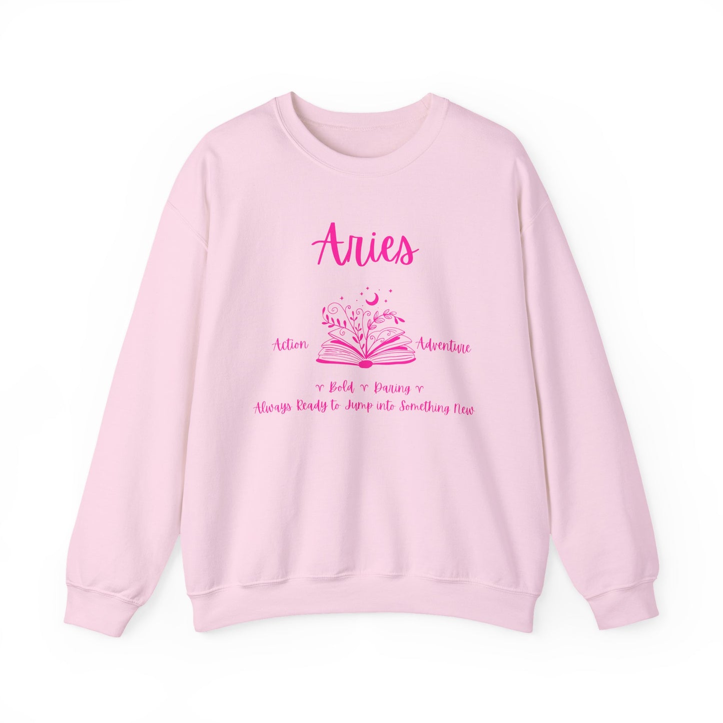 Aries Bookworm Crewneck Sweatshirt, Astrology Zodiac Gift, Aries Apparel, Book Lover Gift, Pink Graphic Sweatshirt, Aries Birthday Present,