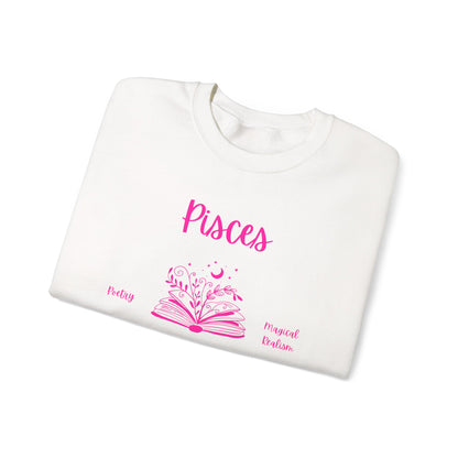 Pisces Book Lover Sweatshirt , White, Black or  Light Pink ,  Bright Pink Design