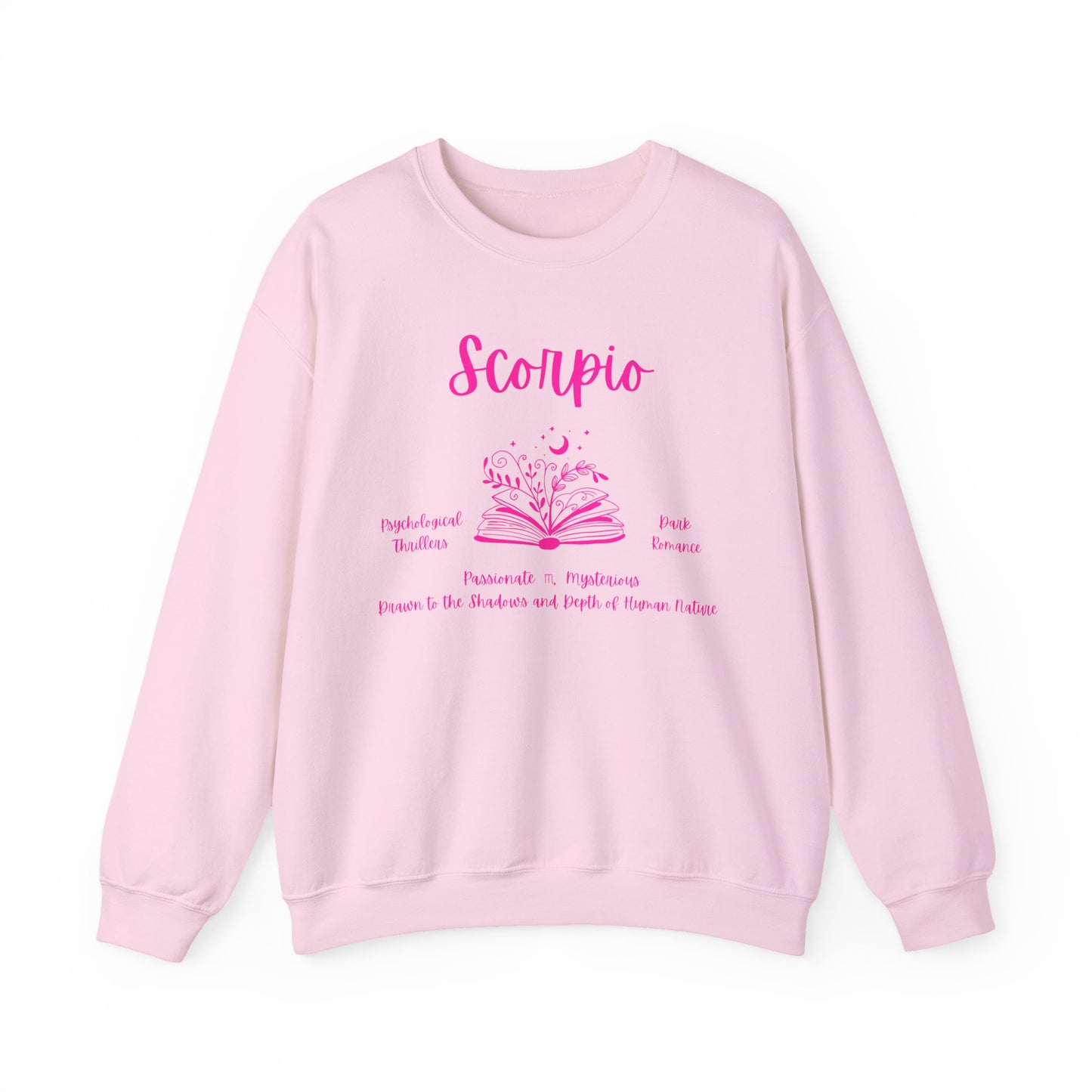 Scorpio Book Lover Sweatshirt, Book Lover Sweatshirt, Black, White or Light Pink , Bright Pink Design