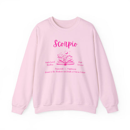 Scorpio Book Lover Sweatshirt, Book Lover Sweatshirt, Black, White or Light Pink , Bright Pink Design