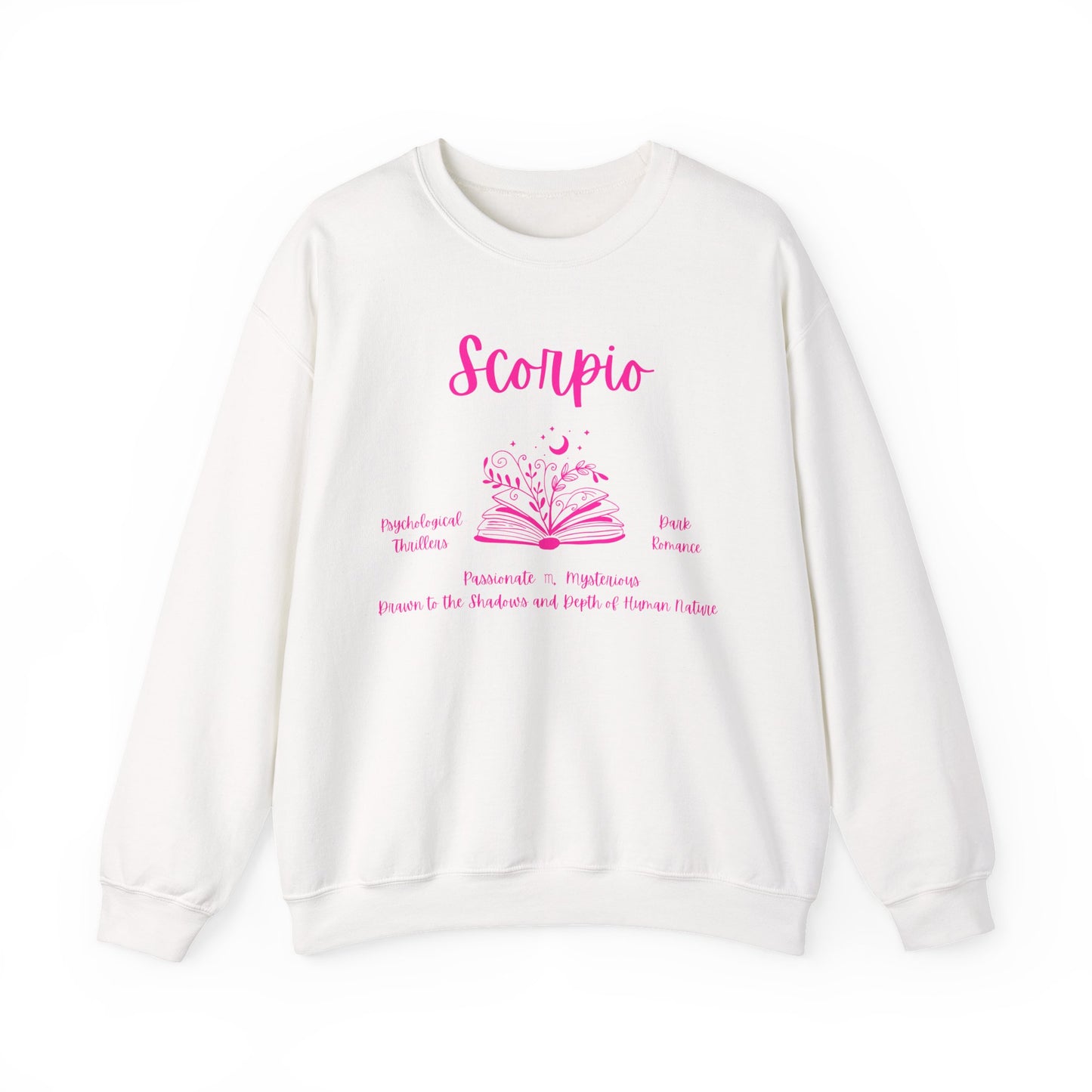 Scorpio Book Lover Sweatshirt, Book Lover Sweatshirt, Black, White or Light Pink , Bright Pink Design