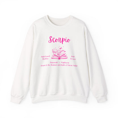 Scorpio Book Lover Sweatshirt, Book Lover Sweatshirt, Black, White or Light Pink , Bright Pink Design