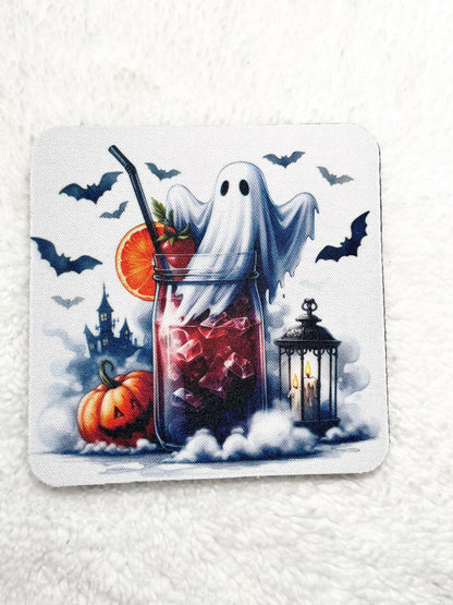 Halloween Neoprene Coaster Set: Spooky Drinkware, Party Decor