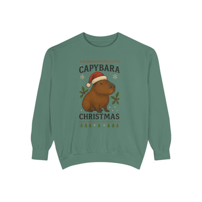 Capybara Christmas Sweatshirt Unisex | Funny Animal Holiday Sweater | Cute Cozy Winter Pullover | White or Light Green Christmas Gift