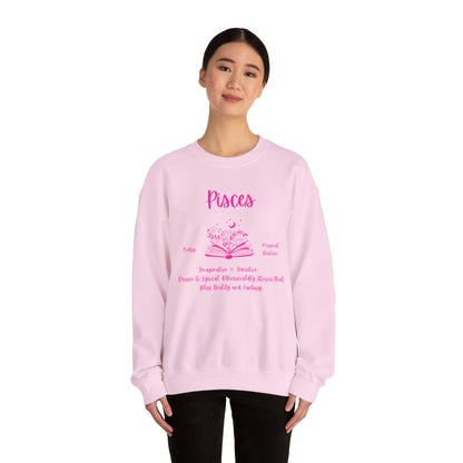 Pisces Book Lover Sweatshirt , White, Black or  Light Pink ,  Bright Pink Design
