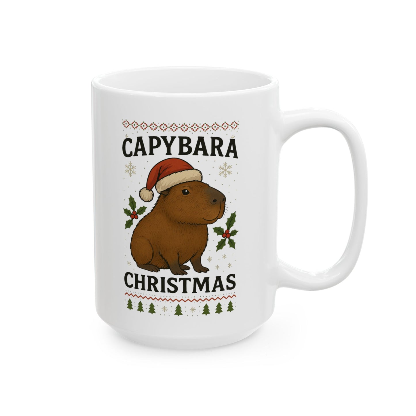 Capybara Christmas Mug | White Elephant gift, 15 oz Funny Holiday Coffee Cup | Cute Santa Capybara Gift