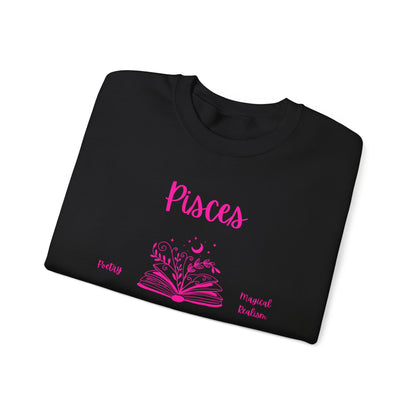 Pisces Book Lover Sweatshirt , White, Black or  Light Pink ,  Bright Pink Design